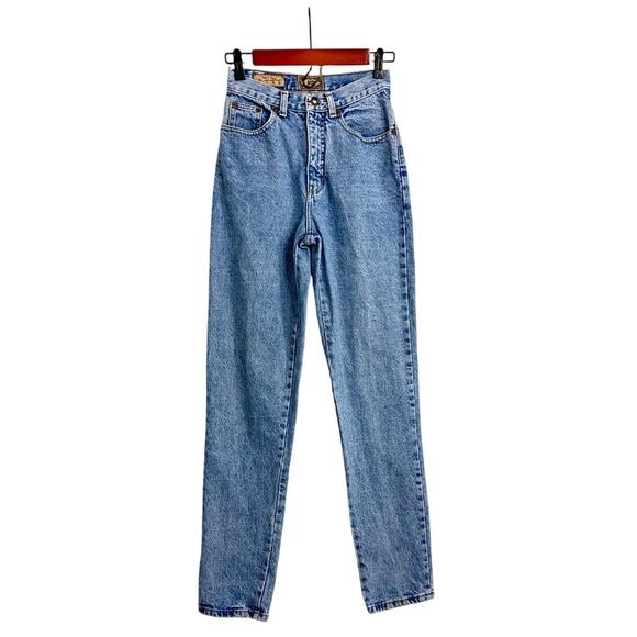 Express EXP No 4 Vintage Acid Wash USA Tapered High Waist Mom Jeans Size 3 - Picture 1 of 7